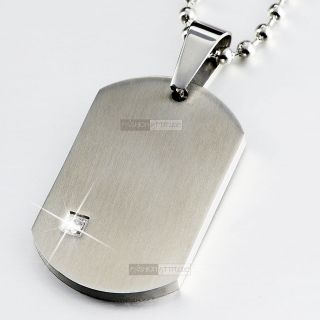 pendant necklace stainless steel crystal silver dog tag engravable 