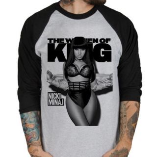   Women King rap hip hop Baseball Jersey t shirt 3/4 sleeve Raglan Tee
