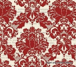 red damask fabric in Fabric