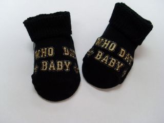 New Orleans Saints WHO DAT BABY Newborn Booties   Black or White