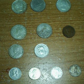   COINS COLLECTIBLE LOT OF 12 1919 1968 DATES 1, 5, 10, 25 CENT MIXED