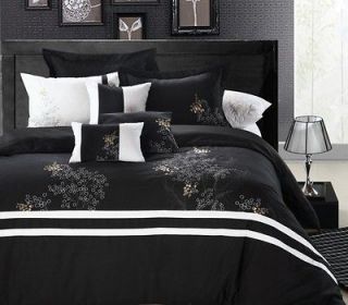 piece Luxury Comforter Bedding Set  Parker Av Black/White, Queen 