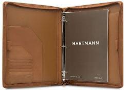 Hartmann Belting Leather 3 Ring Zippered Binder NATURAL TAN BROWN 