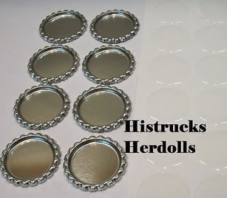200 SILVER LINERLESS FLAT 1 BOTTLECAPS and 200 1 ROUND EPOXY 
