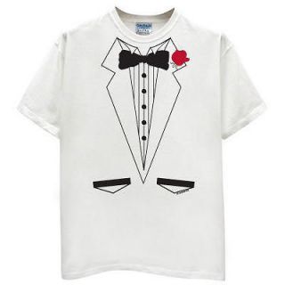 Tuxedo Tux t shirt prom black party bachelor NEW WHITE