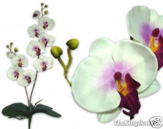 28 White Phalaenopsis Artificial Silk Phal Orchid Flower stem plant 