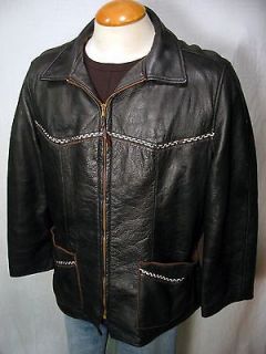 Vintage W.B.PLACE DEERSKIN Leather Western Whipstitch Jacket Sz 44 