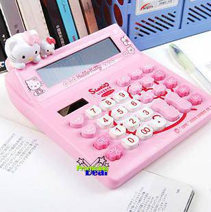 Hello Kitty Basic Desktop Electronic Digit Calculator Pink