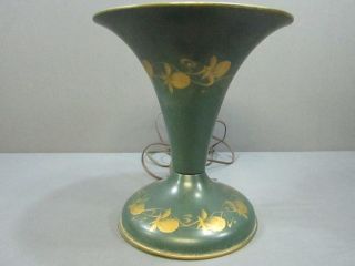   Metal TV / Table Lamp Tested And Works Green In Color With Gold Design