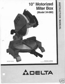 Delta 10 Miter Box Saw Instruction Manual # 34 080