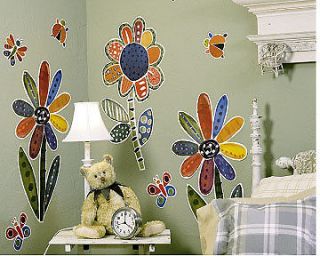 Large Flowers Butterfly Lady Bug Murals Wall Decor Art Stickers Decal 