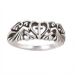 NEW Popular Heart with Angels Cross Purity Ring