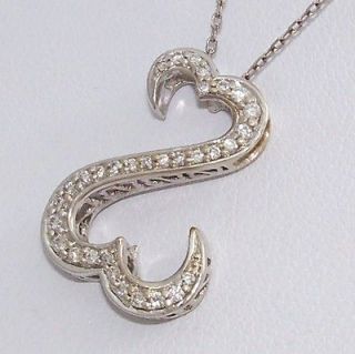   14K Solid White Gold 0.25ct Diamond Open Heart Necklace 18   20