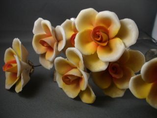 Capodimonte Single Long Stemmed Yellow Hand Painted Flowers Vintage 