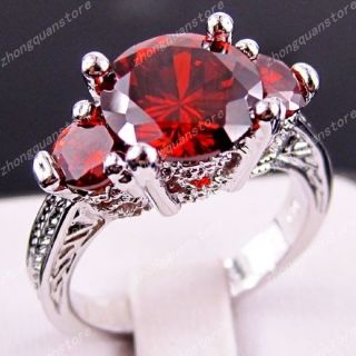 Jewellery Brand New ruby ladys 10KT white Gold Filled Ring sz7/8/9