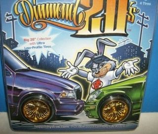 hoppin hydros 1/24 DIAMOND 20s GOLD WIRE WHEELS & TIRES