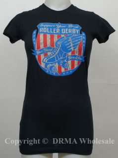 Authentic LUCKY 13 Give Blood Roller Derby Girl Juniors T Shirt S M L 