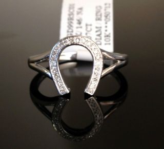   Shoe Diamonds Ring 10k White Gold Promise Fashion Right Hand Ring