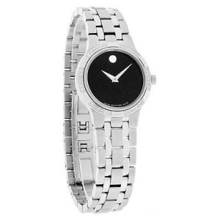   Metio Diamond Ladies Black Museum Dial Swiss Quartz Watch 0605985