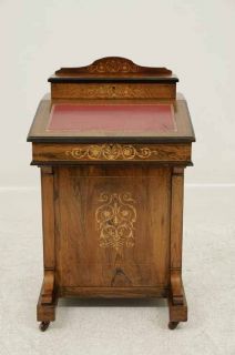 Antique Scottish Victorian Mahogany Inlaid Davenport Desk, Secretaire