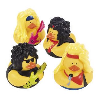 12 Big Hair Rock Band Rubber Ducks Dozen Ducky Kids Party Favors Bath 