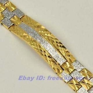   GLISTER 18K YELLOW WHITE GOLD GP BRACELET SOLID FILL GEP CHAIN LINK