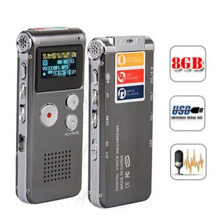 Steel Rechargeable 8GB Digital Voice Recorder 650Hr Dictaphone  