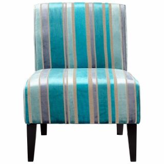 Turquoise Stripe Modern Slipper Accent Chair