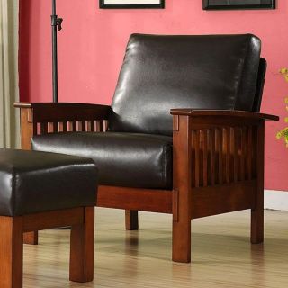 NEW Mission Style Brown Leather Chair Furniture