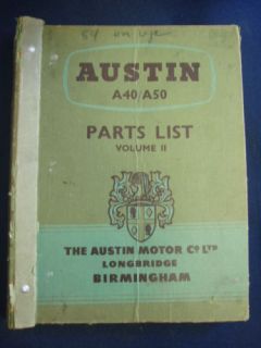 1959 AUSTIN A40/A50 MODELS SERVICE PARTS LIST VOLUME II