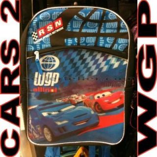 Disney CARS 2 World Grand Prix Backpack Book Bag WGP