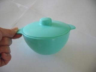   TURQUOISE aqua LUSTRO WARE Sugar Bowl w/ Lid mid century plastic retro