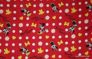 Valance Sewn From Disney Minnie Mouse White Red Dot Heart Hairbow Red 