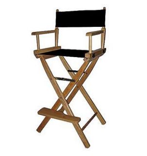 Celebrity Style Directors Chair Seat Stool 30 Tall Natural Wood Black 