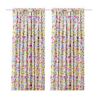 IKEA BARBRO   Pair of Curtain Window Panels Floral Multicolor NEW