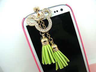   DISNEY MICKEY MOUSE LIME Fringes Headset Phone Jack Plug Dust Cover