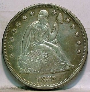 1872 AU SEATED LIBERTY SILVER DOLLAR ID# GG69