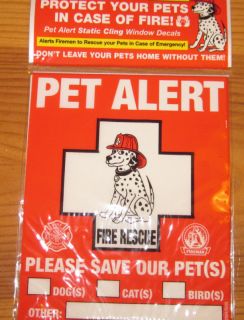 Fire Alert Pet Rescue Decals 2 pack Dog Cat for Charity