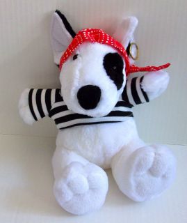   Max Black White Pirate Puppy Dog Bull Terrier Plush Stuffed Animal Toy