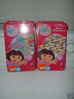 New Sealed Dora The Explorer Bingo Game & Checkers Metal Tin Nick Jr 
