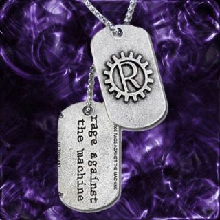 RAGE AGAINST THE MACHINE DOUBLE DOG TAG BALL CHAIN ROCK METAL MUSIC 