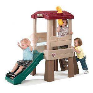   Indoor Outdoor Elevated Playhouse Toddler Treehouse Climber w/ Slide