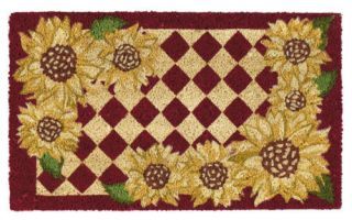 Sunflower Red Yellow Coir Outside Cabin Lodge Home Doormat 18x30
