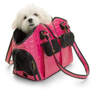 Lulu Pink Quilted Hearts Pink & Black Small Dog Carrier Bag NWT