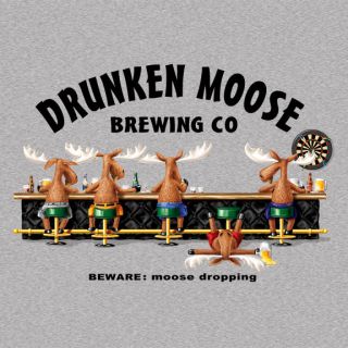 NEW Drunken Moose Brewing Co. Mens Funny T Shirt Beware Moose 