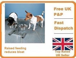 Twin raised feeding bowls dog double diner elevated stainless steel 