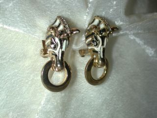 Nice zebra rhinestone door knocker enamel clip on earrings T37P28