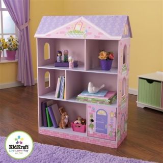   14602 Kids Dollhouse Bookcase Book Shelf Doll House Wood Organizer NEW