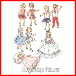 Vtg 1950s Doll Clothes Pattern ~ 12 Shirley Temple Formal Dress 