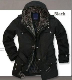 New Mens Fashion Stylish Faux Fur Hooded Winter Warm Jacket 
